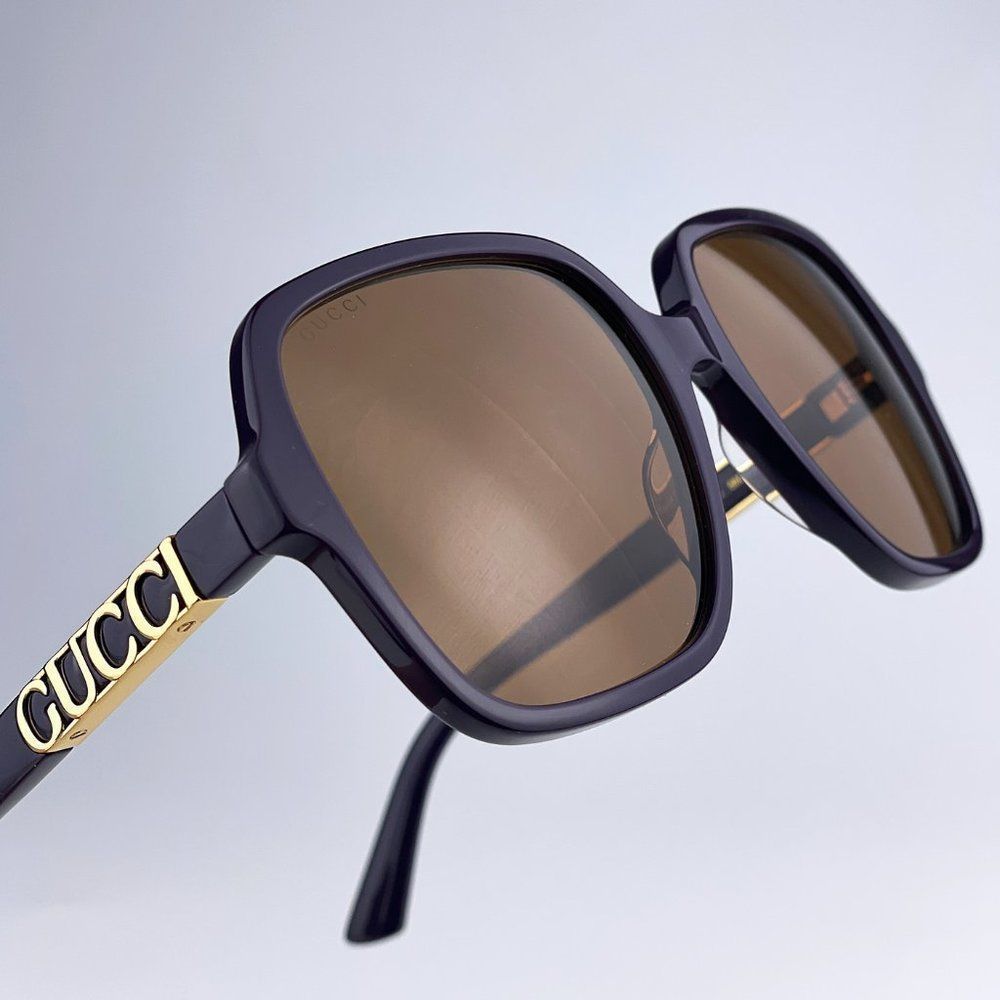 Gucci GG1189S 005 Sunglasses Violet Brown Square Oversized Women - Picture 10 of 12